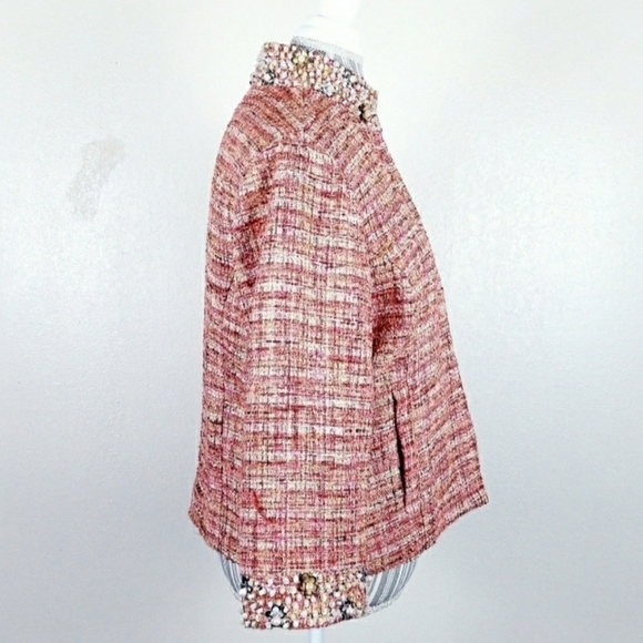 Chico's Jacqueline Orange Boucle Sequin Beaded Blazer - Picture 6 of 11